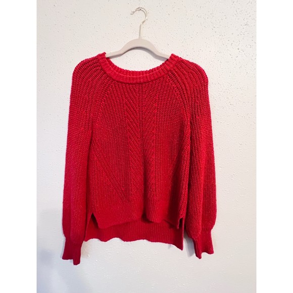 Madewell Balloon Sleeve Pullover Knit Sweater in Red Size XS - Picture 6 of 8